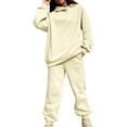 thumbnail image 2 of Baqcunre Women's Solid Color Hooded Sweater Suit Oversized Loose Matching Suit,Size S-XL,Sweat Set for Women,Two Piece Sets for Women,Winter Outfits for Women,Fall Outfits Women Trendy,Beige, 2 of 7