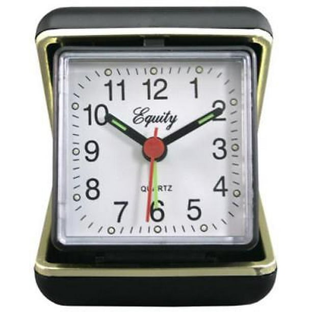 New Advance Black Case Quartz Analog Clamshell Travel Alarm Clock Walmart Com Walmart Com
