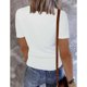 thumbnail image 2 of Blusa de punto acanalado, manga corta, escote en V, blusa de manga corta con cuello en V, blusa de punto acanalado de manga corta, artesanía superior, 2 of 3
