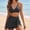 Black, variant on Women's Wrap Front Drawstring Ruffle Skirted Bikini Set, V Neck 3 Piece Swimsuit for Summer Cute Beach Outfits Black S