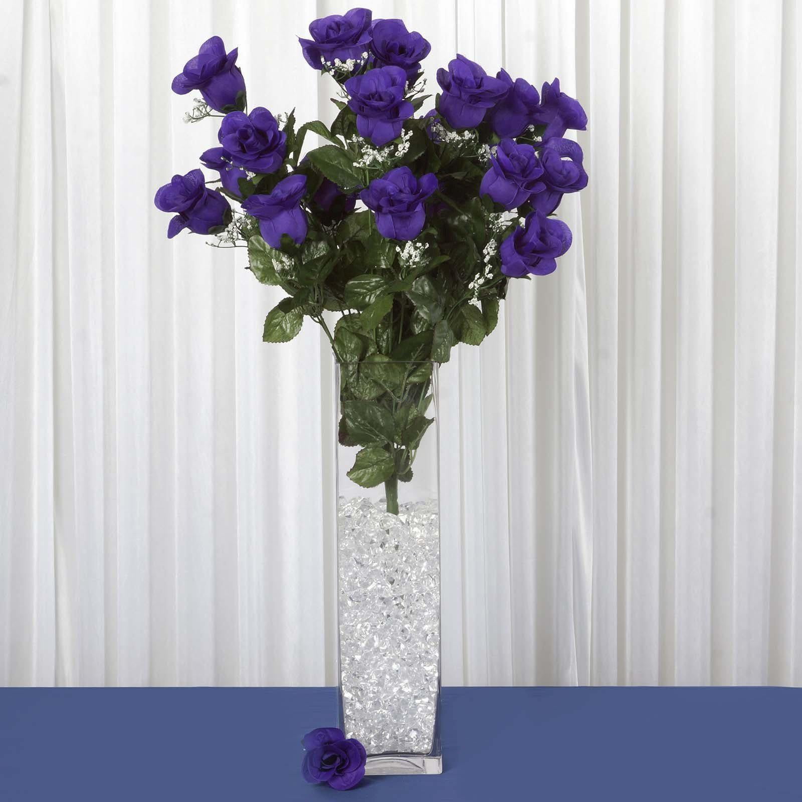 4 Bush Purple 96 Large Rose Buds Real Touch Artificial