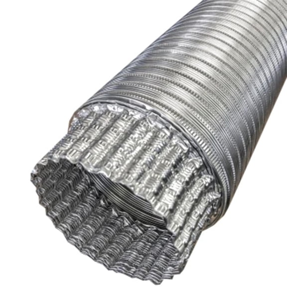Builder’s Best V330 PRO Semi-Rigid Flexible Aluminum Duct, Crimped/Plain, 3" x 8'