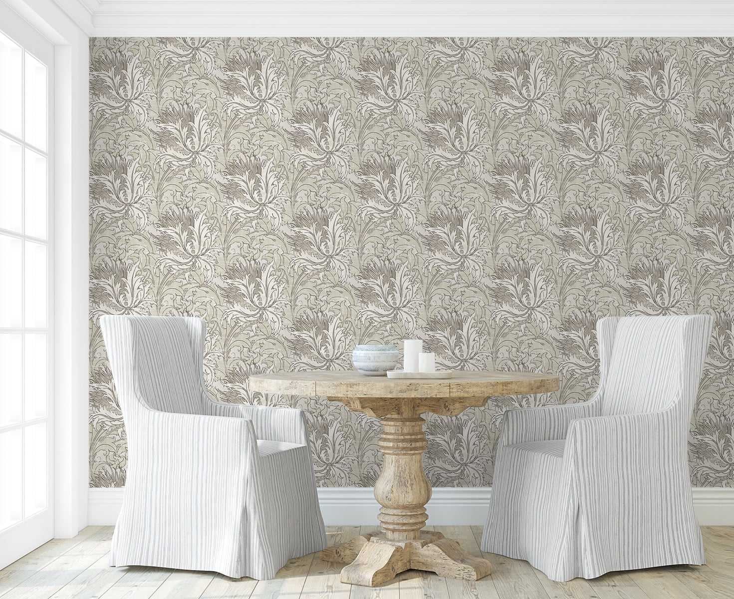 NextWall Lunar Rock & Pale Oak Floral Folly Peel and Stick Wallpaper