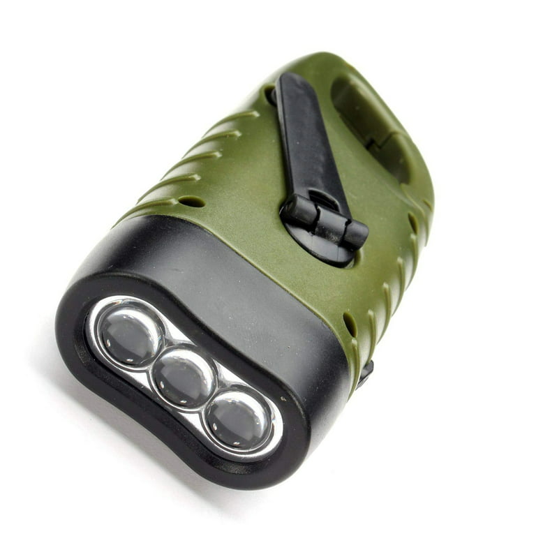 Hand Cranking Solar Powered Rechargeable Flashlight Emergency Led Flashlight  Quick Snap Clip Backpack Flashlight Torch Weather Ready For Camping Outd