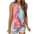 thumbnail image 1 of Qarigey Camiseta sin mangas con cuello y dobladillo retorcido con estampado teñido anudado para mujer Prendas para la parte del cuerpo Vino rojo S, 1 of 6