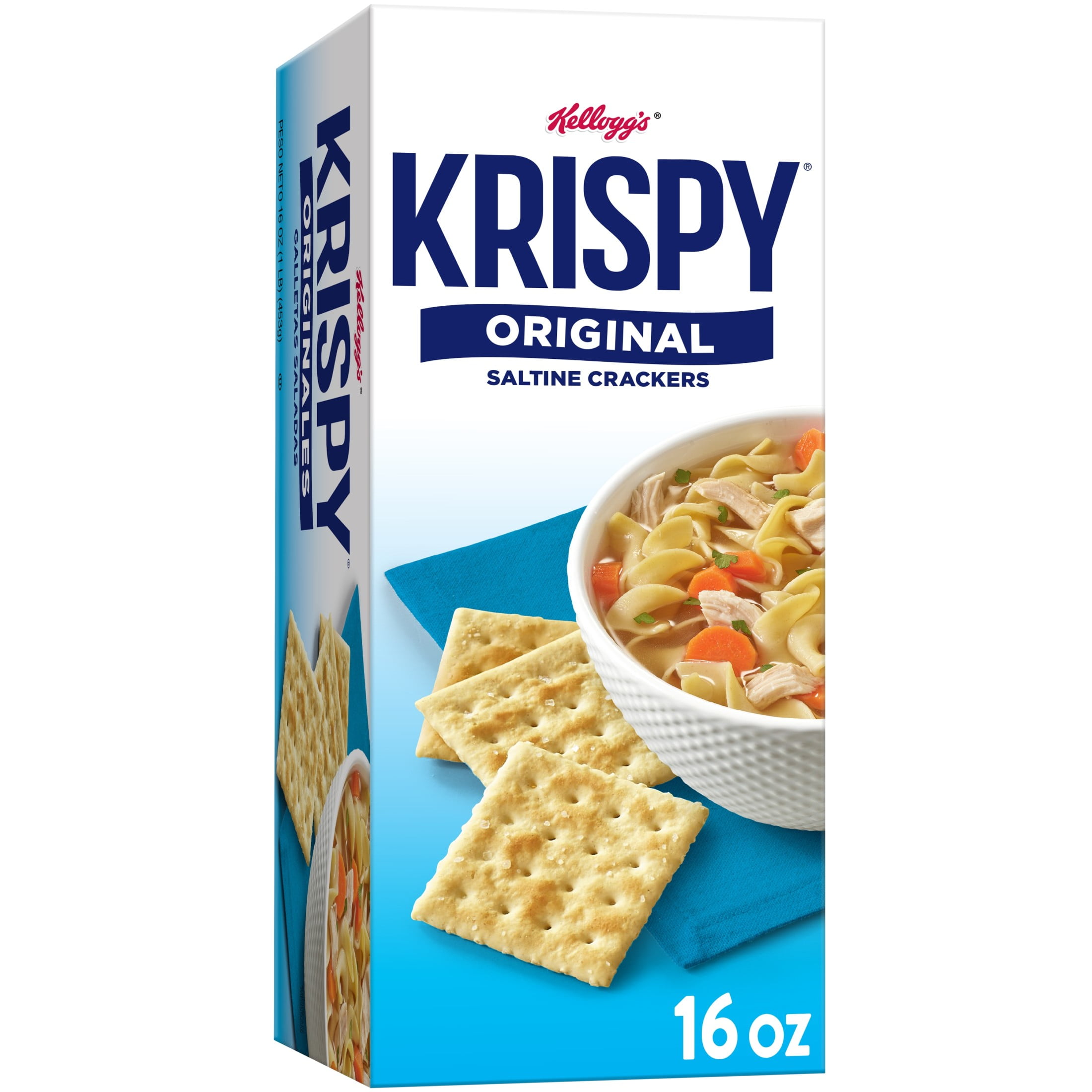 (4 pack) Kellogg's Krispy Original Saltine Crackers, Soup Crackers, 16 oz