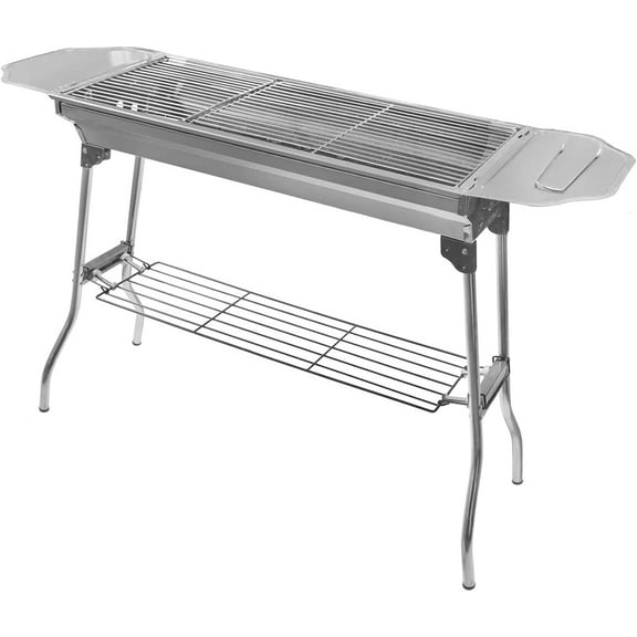 VibrantEcho Outdoor Campling Refined Stable Version-2.0 Iron Portable Folding Barbecue Charcoal Grill Stove  Stainless Steel BBQ Patio Fold Large