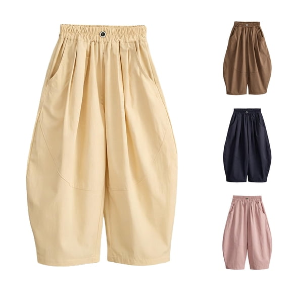 Byoo Toddler Girl's Lace‑Trim Casual Shorts Elastic‑Waist Athletic Shorts Daily Play Bottoms,Beige
