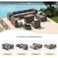 thumbnail image 4 of Aoxun 12 Piece Patio Furniture Set with 44” Fire Pit Table Wicker Rattan Outdoor Sectional Sofa Set with Coffee Table and 4” Thickened Cushions, Gray (Waterproof Cover Included), 4 of 8