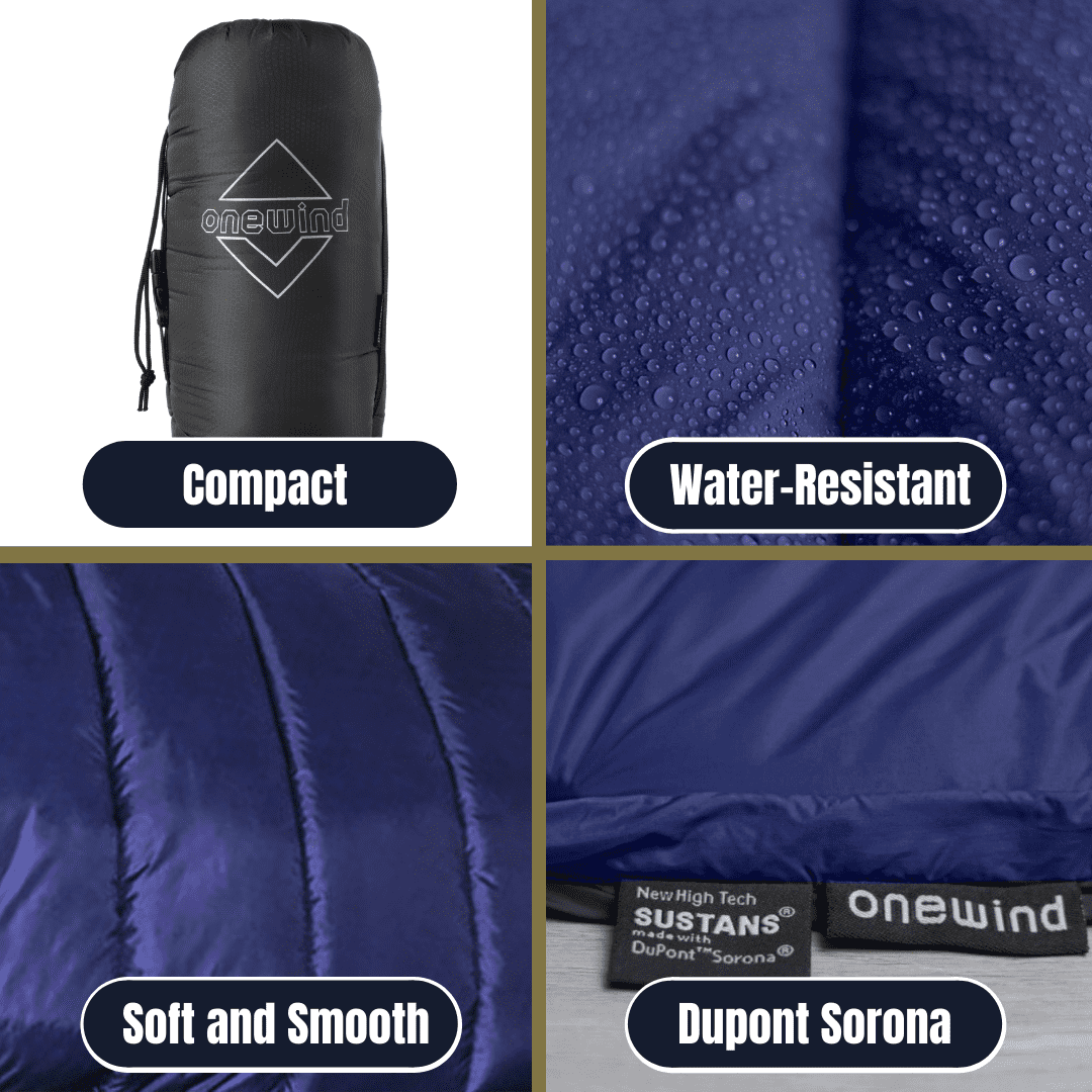 Onewind Double Hammock Underquilt for Camping, Hiking, Backpacking, 50F, Blue, 82"L x 52"W, 250 lbs