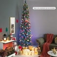 thumbnail image 2 of HOMGX 8FT Fiber Optic Slim Christmas Tree, Prelit Pencil Christmas Tree with Colorful Lights & 889 Branch Tips, Artificial Xmas Tree for Home Office Holiday Party Decoration, 2 of 15