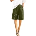 thumbnail image 4 of Juslio Shorts for Women Straight Leg Print Casual Pockets Loose Comfy Cotton Linen Womans Shorts, 4 of 7
