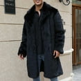 thumbnail image 6 of IYTR Fashion Mid-Length Warm Coat with Pocket Mens Winter Jacket Solid Color Long Sleeve Jacket Turndown Collar Black XXL, 6 of 6