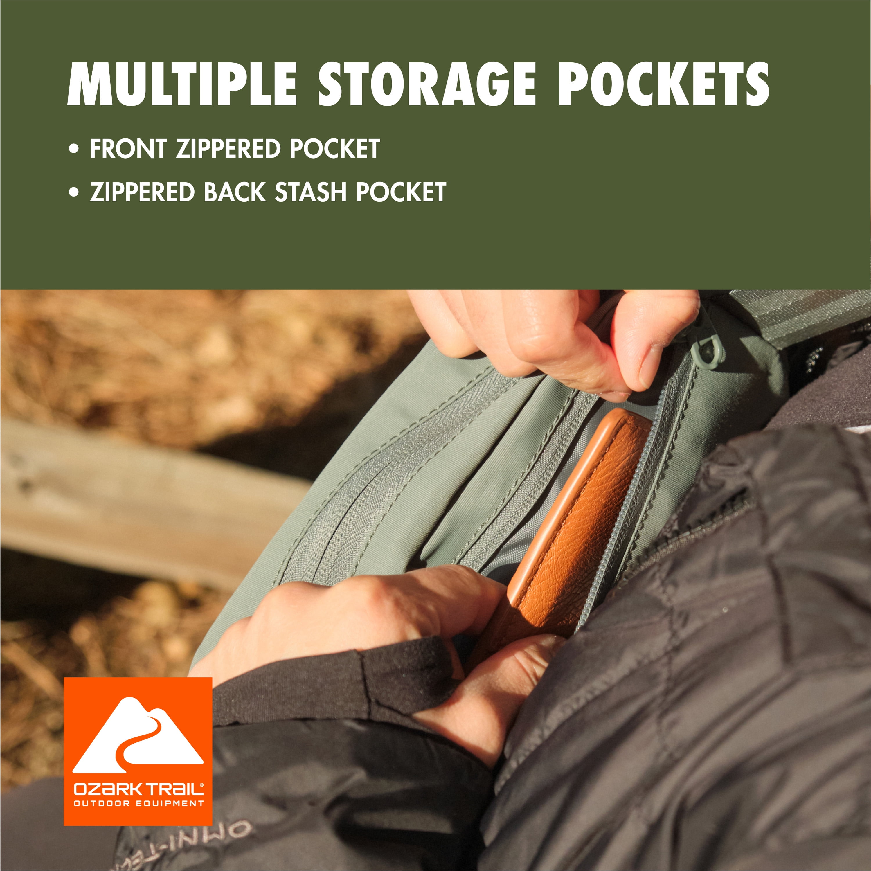 Ozark Trail Denver Waistpack, Sage Fanny pack, Polyester, Zipper, Adult, on Waist