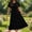 Black, variant on Summer Dresses for Women Hot Pink Velvet Casual Short Sleeve A-Line Dresses Flowy Loose Fit Peplum Crew Neck Midi Dresses