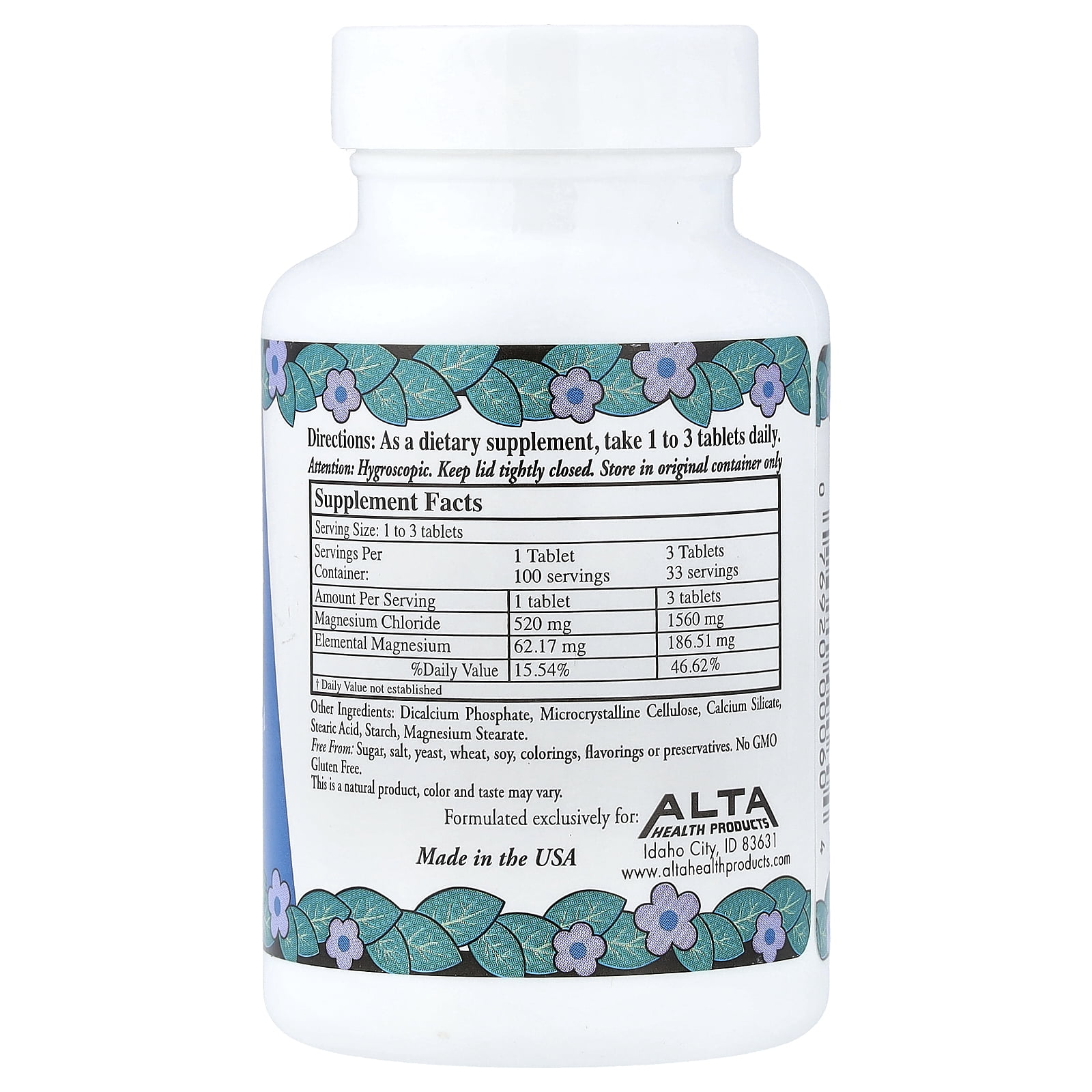 Alta Health Products Magnesium Chloride - 100 Tablets