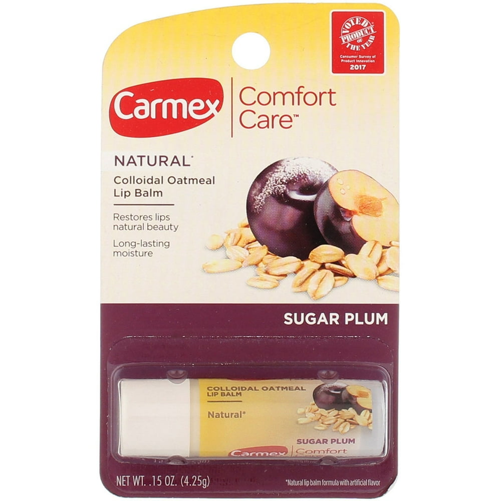 Carmex Comfort Care Colloidal Oatmeal Lip Balm Stick, Sugar Plum, 0.15