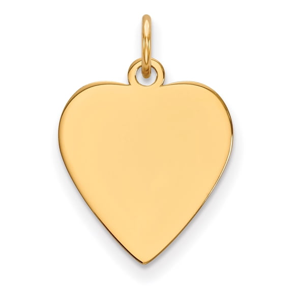 14k Yellow Gold Heart Pendant Charm, Polished Engravable Jewelry for Women
