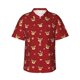 thumbnail image 1 of Fotbe Reindeer Faces Festive Red Camisa Hawaiana para Hombre Unisex – Camisa Casual de Verano con Botones de Manga Corta de Algodón y Lino,Medium, 1 of 7