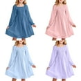 thumbnail image 4 of Uccdo 4-13T Girls Casual Chiffon Long Sleeve A-line Dress, Teens Girl Square Neck Tulle Ruffle Midi Dresses Princess Party Dress, 4 of 4