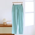 thumbnail image 2 of BRGZLK Womens Pants Striped Wide Leg Drawstring Checkered Elastic High Waisted Lounge Pajama Pants Cute Casual Trousers with Pockets, 2 of 4