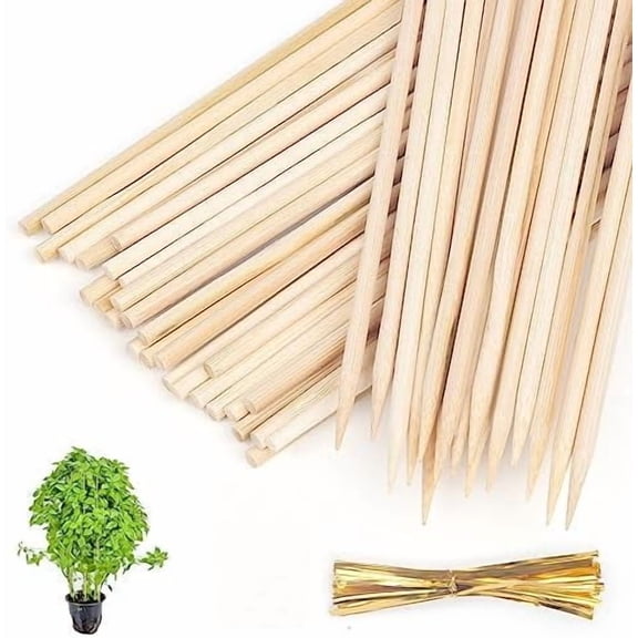 40 Pack 18'' Natural Bamboo Plant Stakes, Wood Plant Supports, Wood Garden Sticks for Plants Tomato Floral Potted, Wooden Sign Posting Garden Sticks$$Garden & Patio