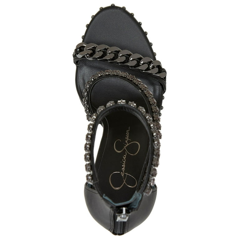 Jessica Simpson JANIX Chain Trim Sandal BLACK NAPPA Walmart