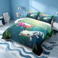 thumbnail image 3 of Erosebridal Kawaii Axolotl Quilt King, Sea Animal King Coverlet Set, Stars Reversible 3-Piece, 1 Bedspread and 2 Pillowcases, 3 of 7