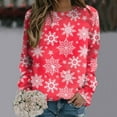 thumbnail image 2 of Fshinging Womens Daily Merry Christmas Print O Neck Sweatshirt Round Neck Fit Pullover Tops Casual Long Sleeve Workout Shirts Loose Blouse, 2 of 4