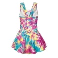 thumbnail image 5 of COEQINE Girls One Piece Tank Swimsuit with Skirt & Inner Liner, U Neck & V-Back Wide Strap Swimwear for Beach Play, Family Vacation, for Girls 8-9 Years, Pink Teal Yellow Tie-dye, 5 of 8