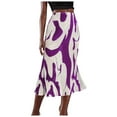 thumbnail image 2 of JIANJIA Womens Skirts Autumn Winter Color Block Print High Waist A Line Skirt Outwear, 2 of 5