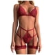 thumbnail image 1 of Gibobby Conjunto de lencería sexy de encaje suave para mujer, ropa interior transparente con aros de encaje floral(Rojo, XG), 1 of 5