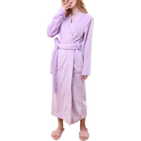 

Moon Nite Women s Maxi Length Soft Robe Pajama with Waist Tie (Plus Size Available)