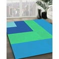 thumbnail image 3 of Ahgly Company Machine Washable Indoor Round Transitional Neon Blue Area Rugs, 7' Round, 3 of 7
