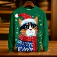 thumbnail image 4 of Byoo Cat Print Sweater for Teen Boy Christmas Full Sleeve Round Neck Knit Ribbed Xmas Sweatshirt Soft Holiday Pullover Top, 4 of 5