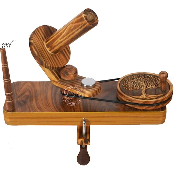 Hind Handicrafts Handcrafted Wooden Yarn Ball Winder for Knitting Crocheting - Natural Hand Operated - Knitter's Gifts Center Pull Ball Winder (Tree of Life)