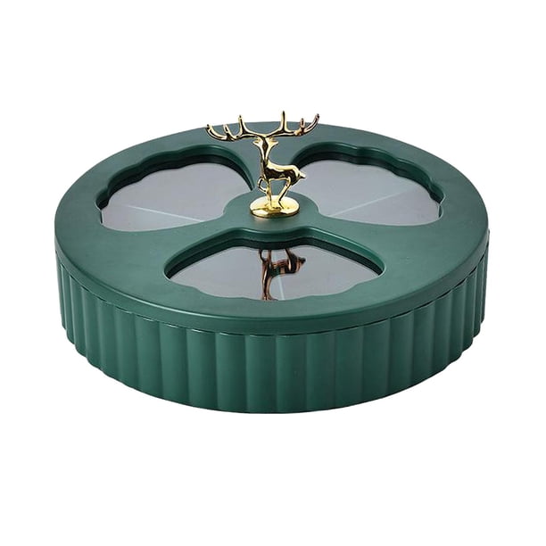 Fuente Moderna para Servir Nueces, 1/2/3 Capas, Recipientes Giratorios para Refrigerios con 3 Compartimentos Y Bandeja para Aperitivos de Ciervos, Org Single-Deck_Green Macarena bandeja para servir bocadillos