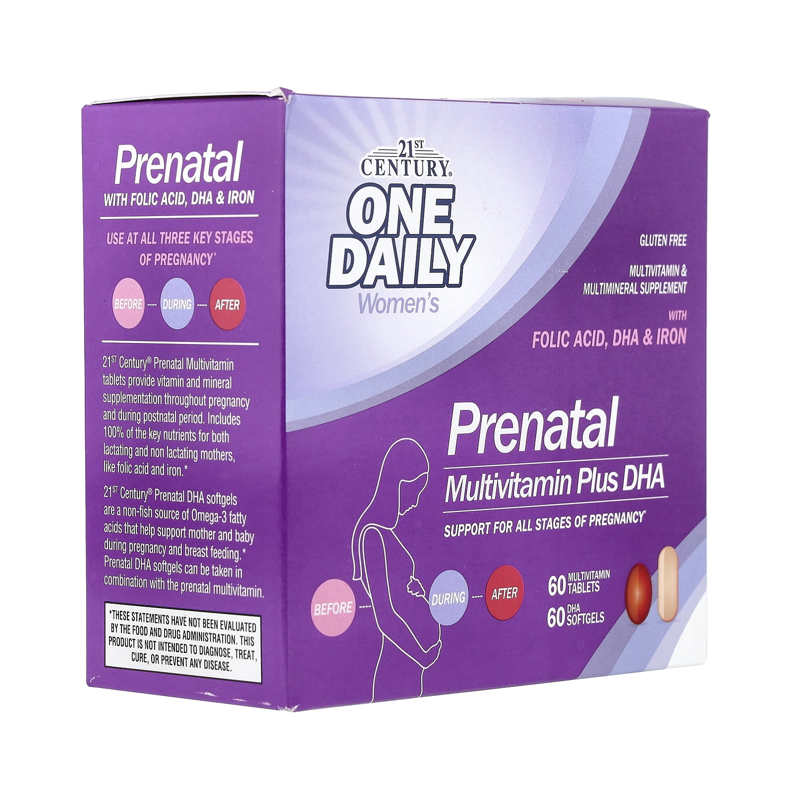 21st Century 2-Step Prenatal Multivitamin + DHA Tablets, 120 Count