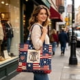 thumbnail image 4 of Quilted Tote Bag Patriotic Stars and Stripes Shoulder Handbag 1776-2026 USA 250th Anniversary Spacious Tote for Daily Use Shopping Work 4th of July Independence Day Events, 4 of 5