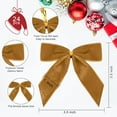 thumbnail image 2 of 24 Pcs Khaki Velvet Bows for Christmas Tree,Light Brown Bows Velvet Ornaments Christmas Tree Bow for Gift Wrapping Door Vintage Garland Wreath,Rustic Holiday Decor-1" Wide,3.5 x 3.5 Inch, 2 of 12