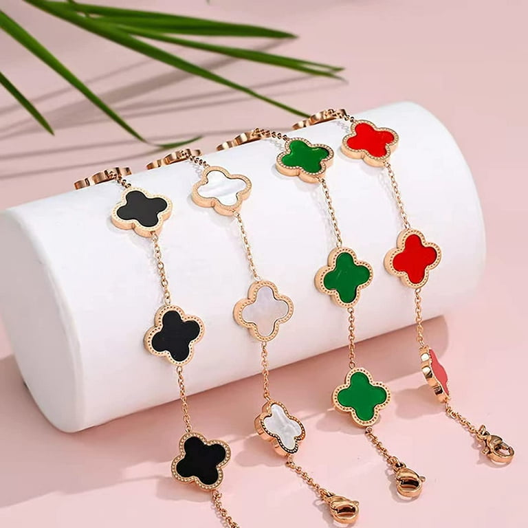 Four Leaf Clover Bracelet for Women Adjustable Fashion Bracelet Jewelry Birthday Gifts for Women Girls