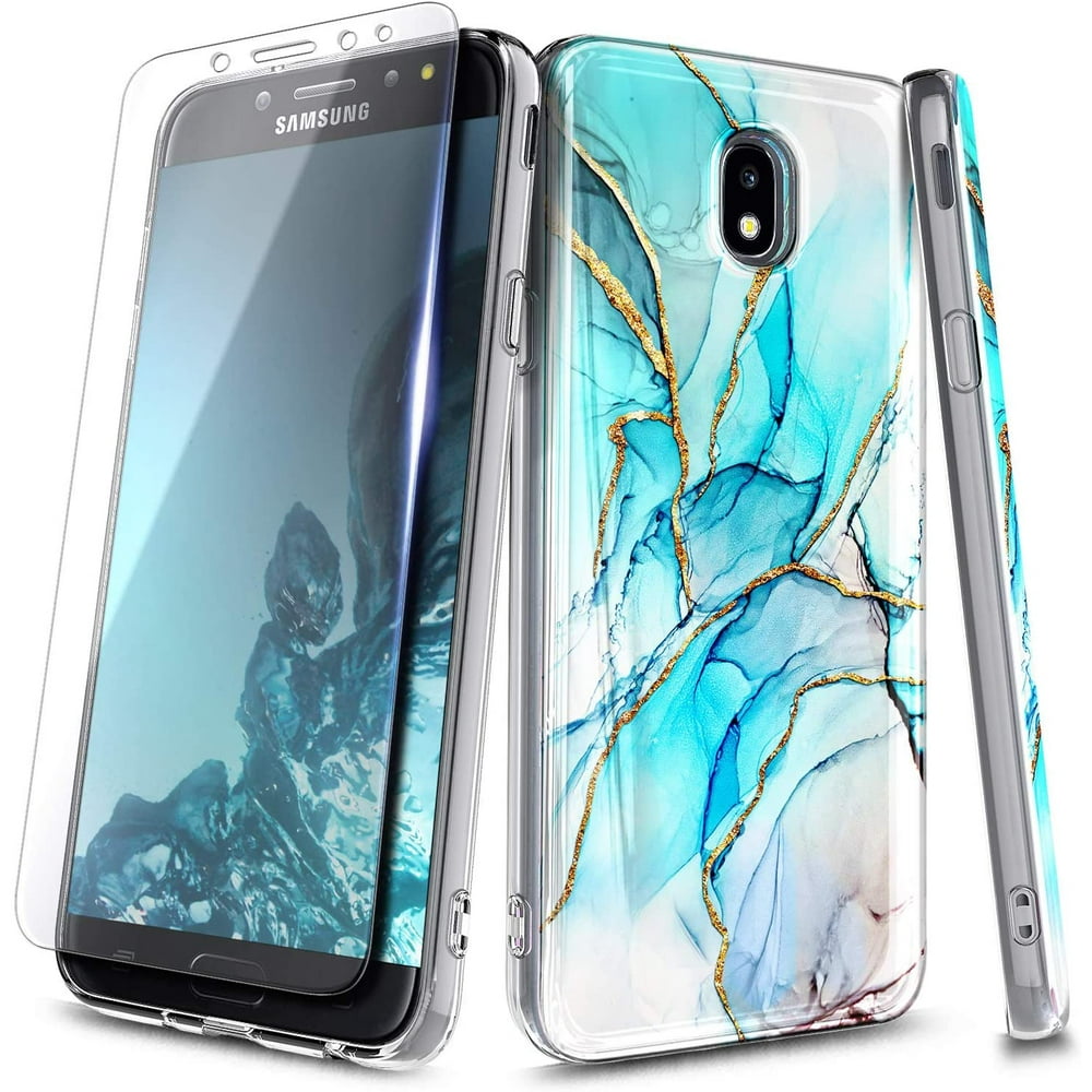 For Samsung Galaxy J3 2018 Case, J3 Orbit/J3 V 2018/J3 Star/J3 Achieve/Sol 3 with Tempered Glass