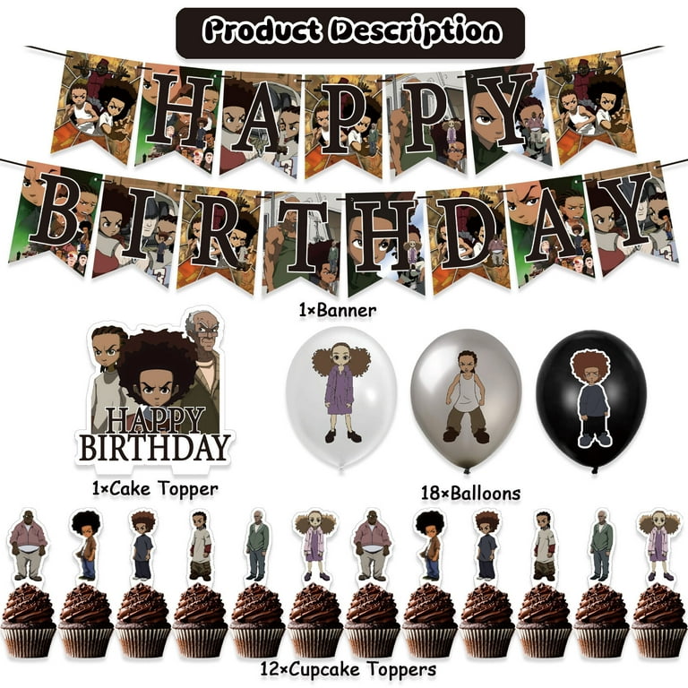 32 PCS For Boondocks Theme Kids Party Decorations,With Happy