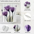 thumbnail image 3 of Cortina de ducha púrpura tulipán, cortina de ducha impermeable, cortinas de ducha decorativas para baño con ganchos, 72 pulgadas x 79 pulgadas, 3 of 5