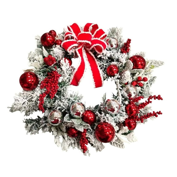 Quality Craft Pre-lit White Christmas Wreath for Christmas Door Hanger Decoration and Festive Home Decor