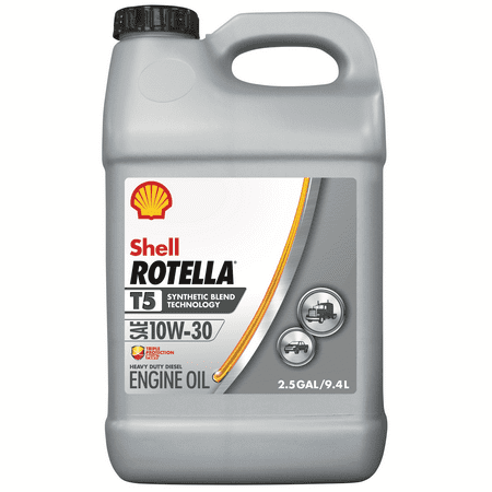 Shell Rotella T5 Synthetic Blend 10W-30 Diesel Engine Oil, 2.5-Gallon