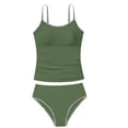 thumbnail image 5 of Tween Girls Swimsuit Summer Solid Color Tankini Two Piece with Contrast Binding Trim for Swimming Beach Set Bathing Suit Swimwear Swimsuits, 5 of 5