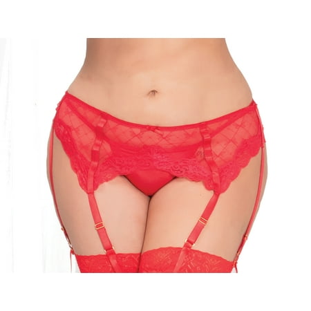 

Lacy Line Plus Size Sexy Mesh Garter Belt With Six Straps