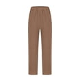 thumbnail image 5 of SDNall Business Casual Pants for Women Elastic Waist Casual Pants Solid Color Large Pocket Cotton Linen Straight Pants (Khaki, Sizes S-XXXXXL), 5 of 9