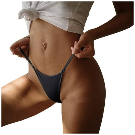 

BIZIZA Women Panty Low Rise Stretch Underwear Seamless Print Sexy Women s Thongs Black L